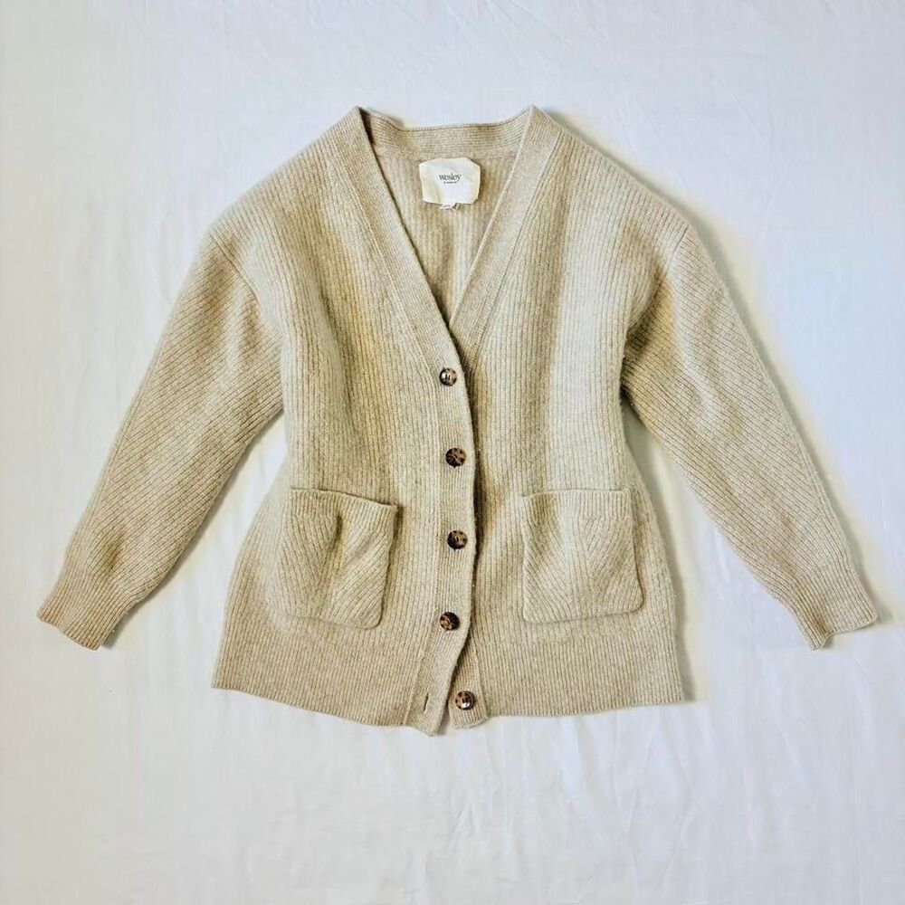 Wesley by Bandier Women's Koala Grey 100% Cashmere Cardigan